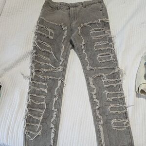 Trendy Gray Denim Pants
